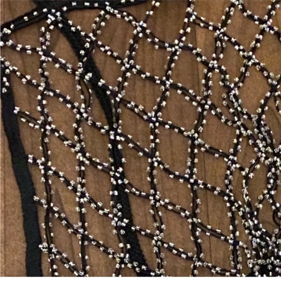 NWT Zara Black Beaded Mesh Net Dress Cover-up M - Picture 6 of 12